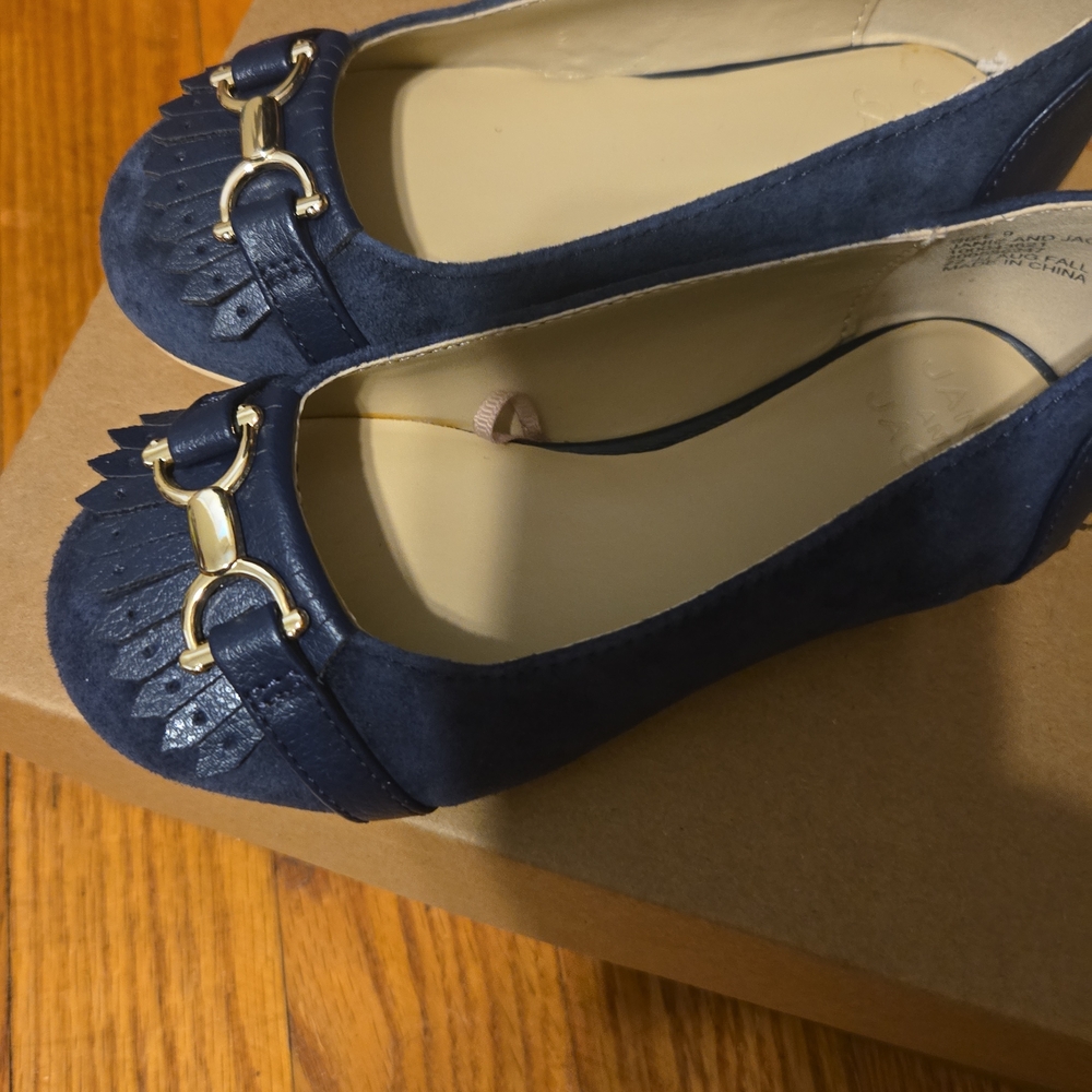 Janie and Jack Navy Blue Flats with Gold Accents